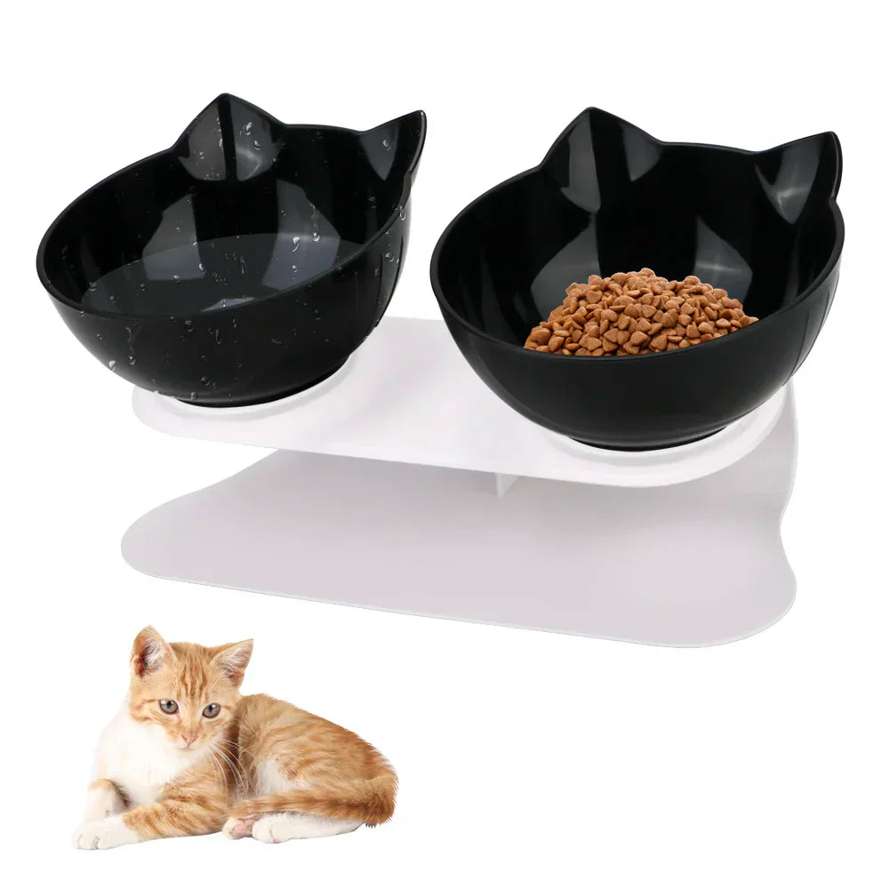 Ergonomic Double Pet Bowl Set – Non-Slip, Raised Stand for Dogs & Cats