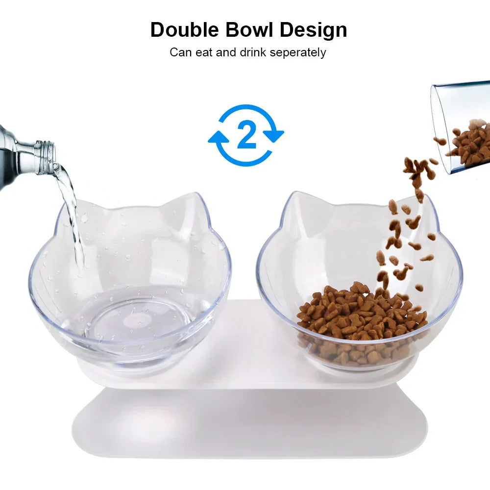 Ergonomic Double Pet Bowl Set – Non-Slip, Raised Stand for Dogs & Cats