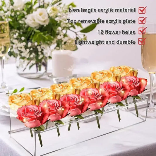 Transparent Flower Vase – Elegant Centerpiece for Dining or Events
