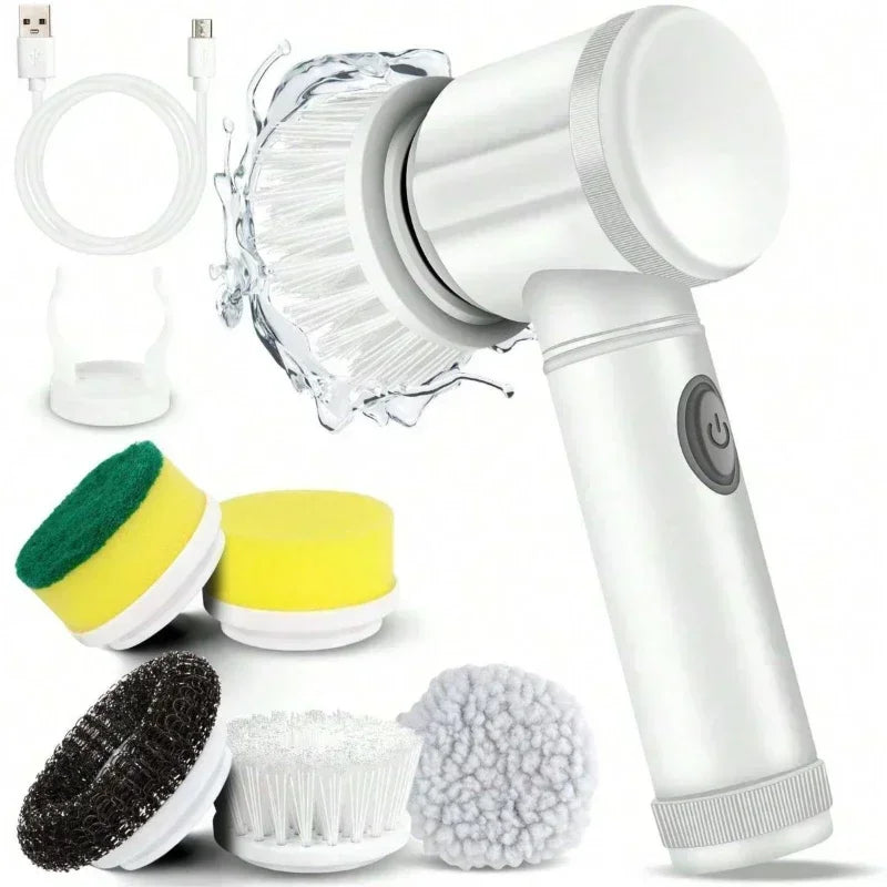 Electric Spin Scrubber – Power Cleaning Brush with 5 Replaceable Heads