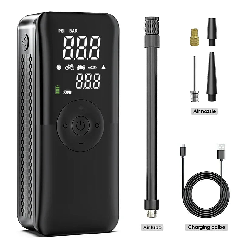 Rechargeable Tire Inflator – Digital Cordless Air Pump for Cars & Bikes