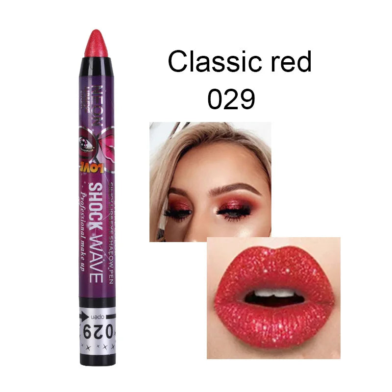 2 In 1  Eyeshadow Lipstick Stick Pencil Waterproof