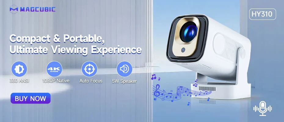 4K Android Projector – HY300 Pro with WiFi6, 260ANSI, BT5.0, and Home Theater Quality