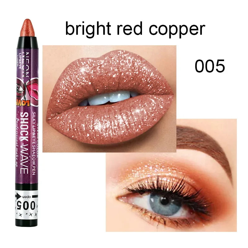 2 In 1  Eyeshadow Lipstick Stick Pencil Waterproof