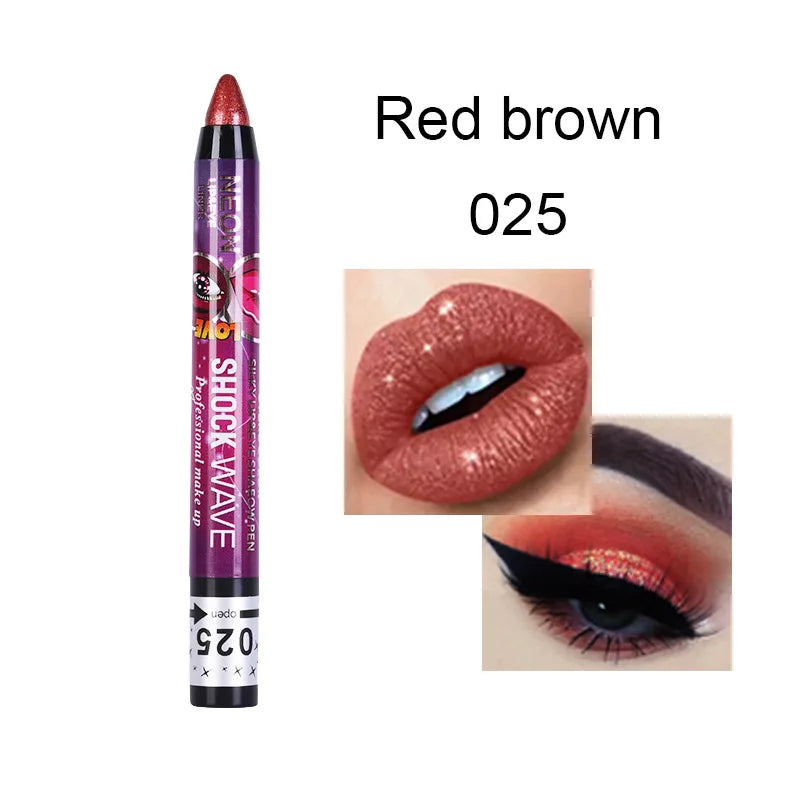 2 In 1  Eyeshadow Lipstick Stick Pencil Waterproof